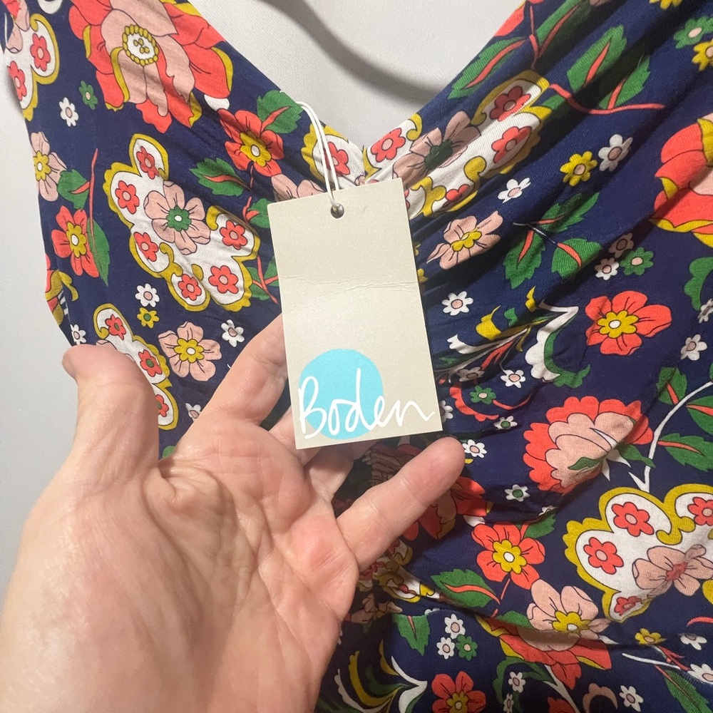 Boden NWT Floral Maxi Dress Navy Wrap Bodice Sleeveless | Spring Summer - Picture 4 of 7